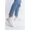 MINA Bağcıklı Ortopedik Taban Kadın Sneaker Spor Ayakkabı  BT - Beyaz/Altın