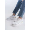 MINA Bağcıklı Ortopedik Taban Kadın Sneaker Spor Ayakkabı  BT - Beyaz/Altın
