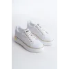 MINA Bağcıklı Ortopedik Taban Kadın Sneaker Spor Ayakkabı  BT - Beyaz/Altın