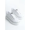 MINA Bağcıklı Ortopedik Taban Kadın Sneaker Spor Ayakkabı  BT - Beyaz/Gümüş