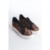 MINA Bağcıklı Ortopedik Taban Leopar Desenli Kadın Sneaker Spor Ayakkabı  BT - Kahverengi