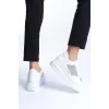 MIPA Bağcıklı Ortopedik Taban Simli Kadın Sneaker Spor Ayakkabı  BT - Beyaz