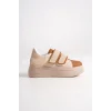 VALENCIA Bağcıksız Cırt Cırtlı Ortopedik Taban Kadın Sneaker Spor Ayakkabı TT - Ten/Kahve