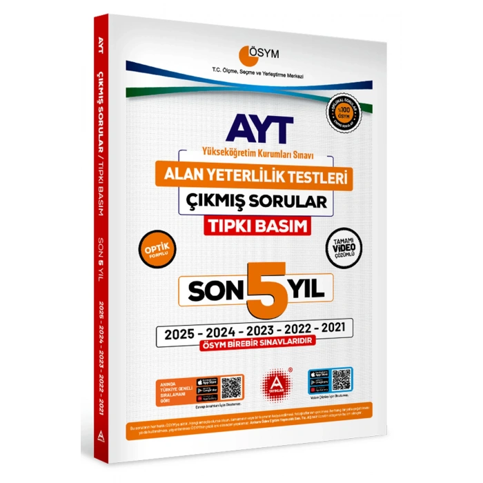 Son 5 yıl AYT Çıkmış Sorular-Tıpkı Basım-Bire Bir ÖSYM-Tamamı Video Çözümlü