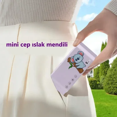 2 Adet Sevimli Figürlü Mini Islak Cep Mendili Panda Zebra Fil Zürafa Renkli Tasarım Cep Mendili