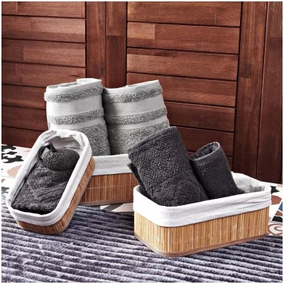 3 lü Bambu Kare Organizer Düzenleyici Sepet