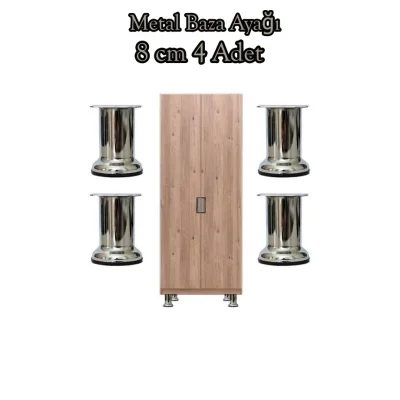 4 adet Metal Krom Baza Ayak 8 cm