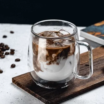 Çift Cidarlı Cam Kupa 250 ml El Yakmayan Bardak