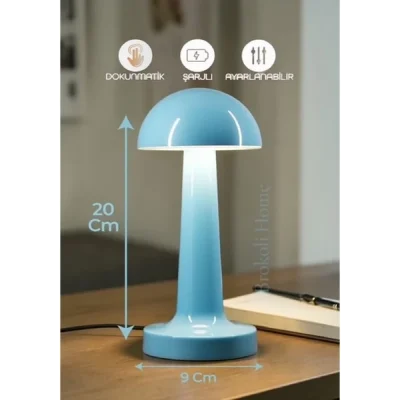 Avec Dokunmatik Mantar Masa Lambası 3 Işık Renkli Dim Ayarlı Şarjlı
