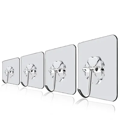 Güçlü Tekli Şeffaf Yapışkanlı Askı 5 Adet