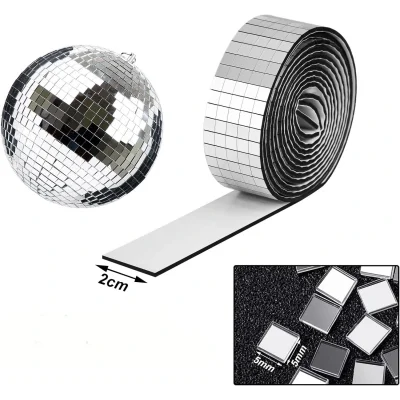 Kendinden Yapışkanlı Aynalı Mozaik Taşlı Dekor Bandı Disko Taşları 1 Metre Gümüş Renk
