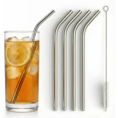 Paslanmaz Çelik Pipet ve Temizleme Fırçası 4 lü