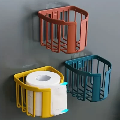 Yapışkanlı Çok Amaçlı Tuvalet Kağıdı Tutucu Beyaz Renk