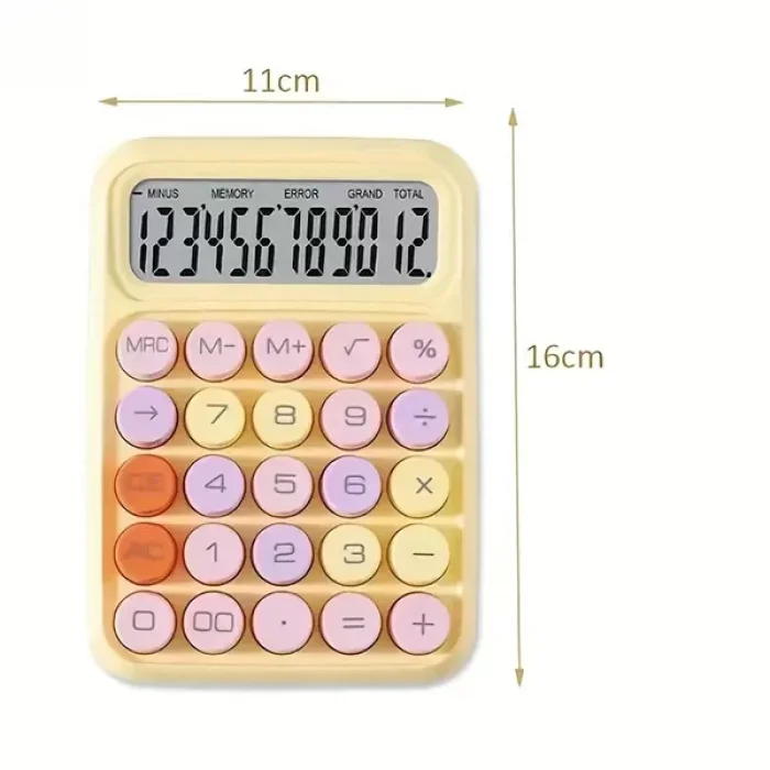 12 Haneli Yuvarlak Tuşlu Renkli Hesap Makinesi