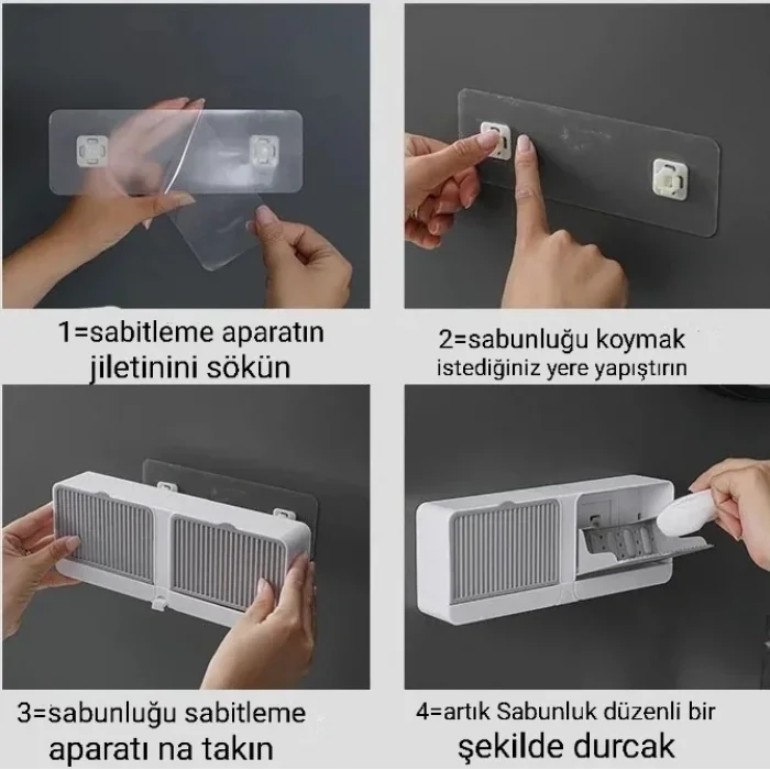 2 Bölmeli Su Tutmaz Katı Sabunluk