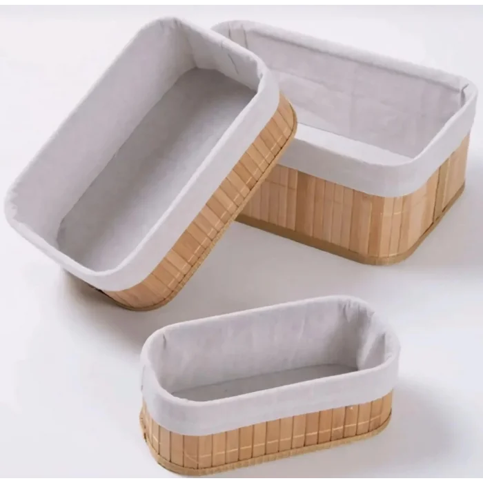 3 lü Bambu Kare Organizer Düzenleyici Sepet