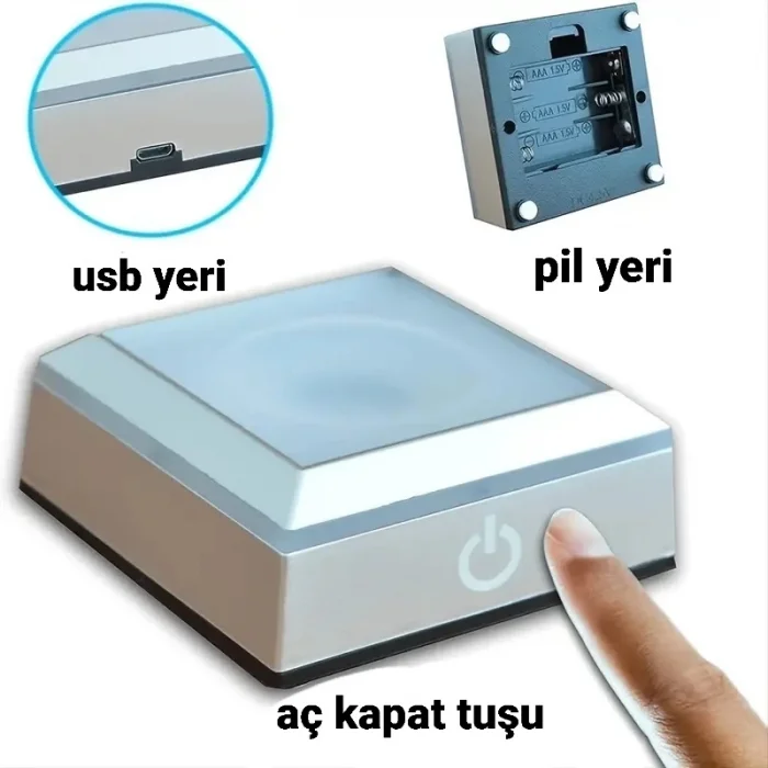 3D Kristal Gece Lambası