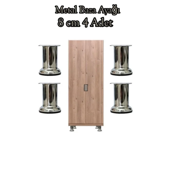4 adet Metal Krom Baza Ayak 8 cm