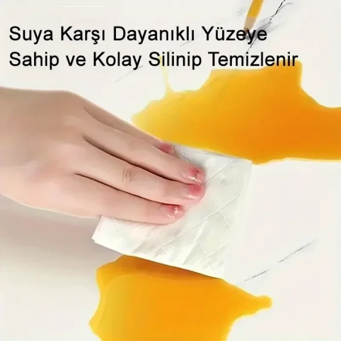 5 Adet Beyaz Mermer Desenli Alüminyum Duvar Köpük Sticker 60 x 30 Cm