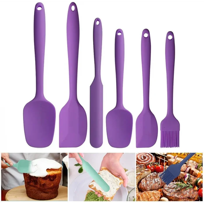 6 Adet Silikon Servis Spatula Seti Mor Renk
