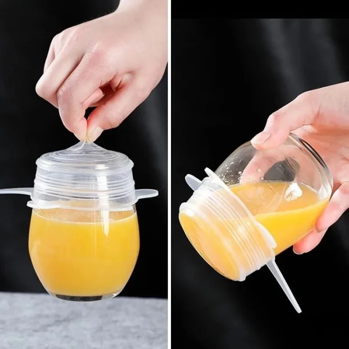 6 Lı Esnek Silikon Streç Kapak Seti