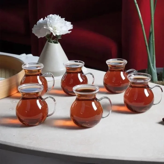 6 lı Keyfli Borosilikat Çay Bardağı