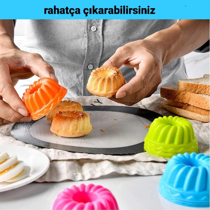 6li Renkli Mini Silikon Muffin Kalıbı ,Minik Kek Kabı ,Jole Kalıbı ,Cupcake Kalıbı