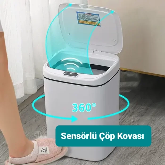 Akıllı Teknoloji Sensörlü Çöp Kovası 20 lt