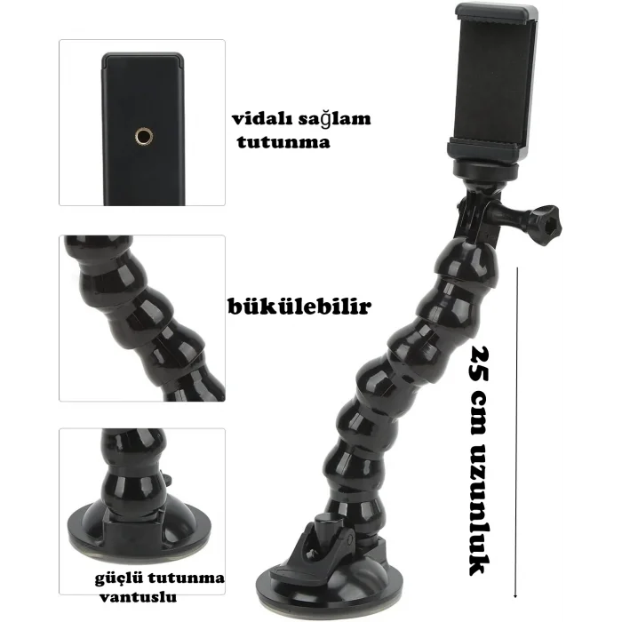 Vantuzlu Teleskobik Telefon Tutucu Ve Akrobat