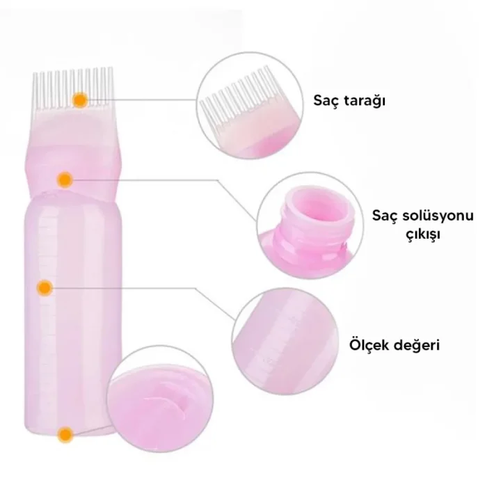 Taraklı Saç Boyama ve Bakım Yağı Uygulama Şişesi