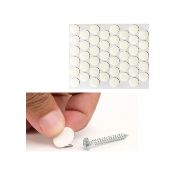 Yapışkanlı Vida Tapası Vida Kapatıcı Kapağı (50 Adet) Beyaz