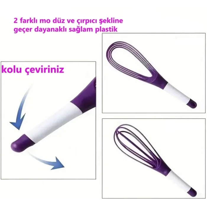 Silikon Saplı 2 Işlevli Çırpıcı (Balon ve Düz)