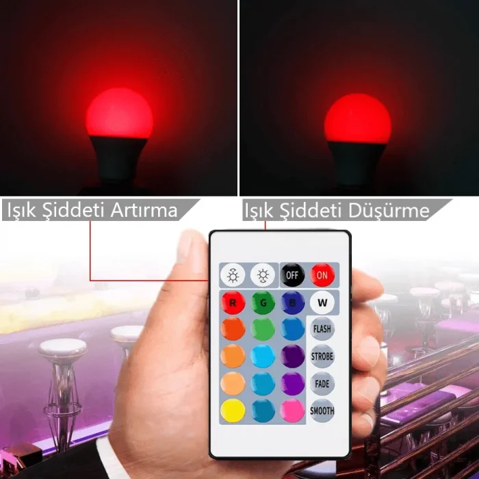 Kumandalı Renk Değiştiren Led Ampül 9W Rgb