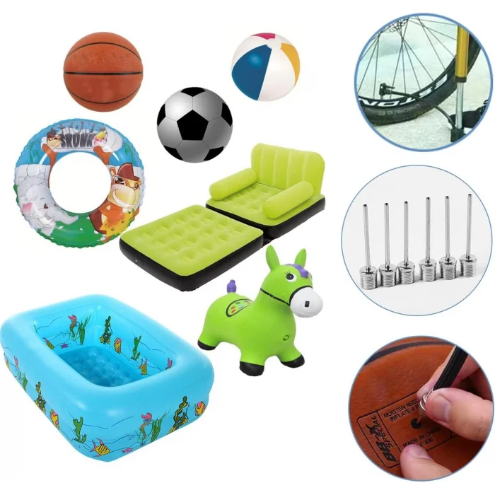 Pompa Ucu İğne Seti 5li Hortum Bağlantılı Bisiklet Top Yat Şambrel Teker