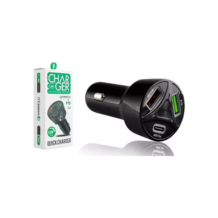 Subzero CR10 55W 3.0A Hızlı Pd+Çift Çıkışlı Araç Şarj Başlığı