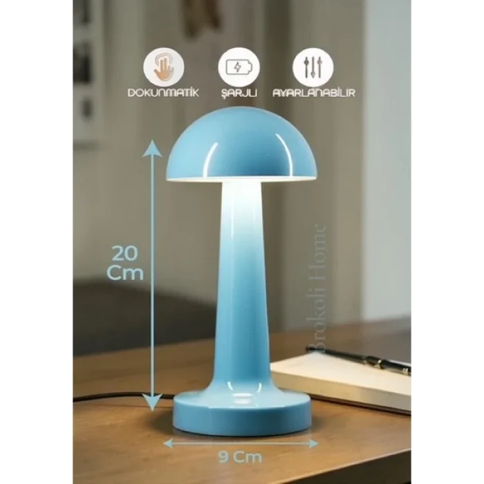 Avec Dokunmatik Mantar Masa Lambası 3 Işık Renkli Dim Ayarlı Şarjlı