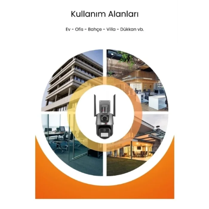 3 Mp + 3 Mp Çift Lens Wi-Fi Tf Kart Girişli Güvenlik Kamerası