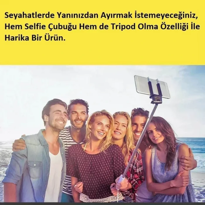 Bluetooth Kumandalı Selfie Çubuğu Tripodlu