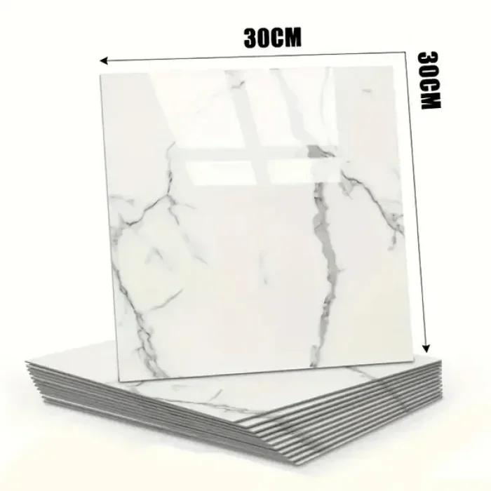 5 Adet Beyaz Mermer Desenli Alüminyum Duvar Köpük Sticker 30 x 30 Cm