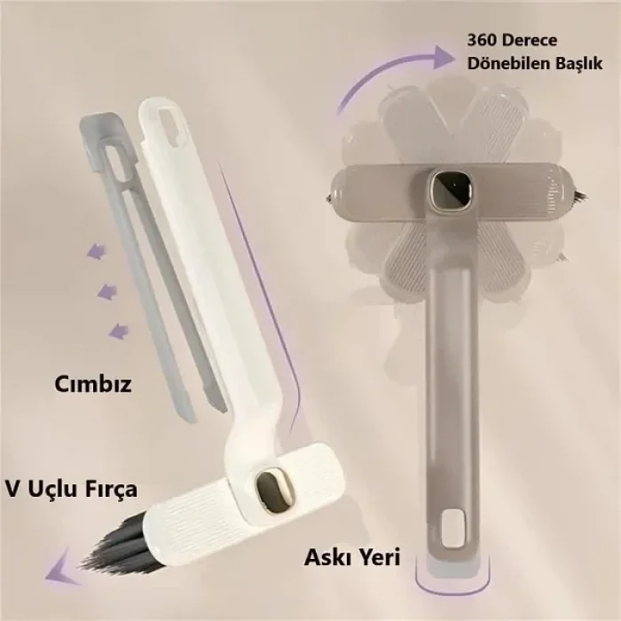Döner Başlıklı Köşe Temizlik Fırçası V Uçlu