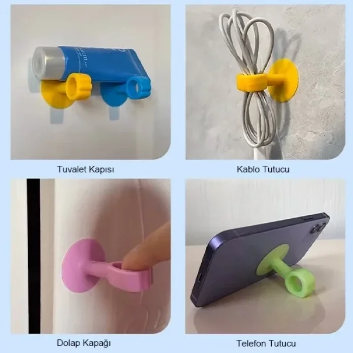 Vantuzlu Geçmeli Kapı Kolu Stoper 4 Lü