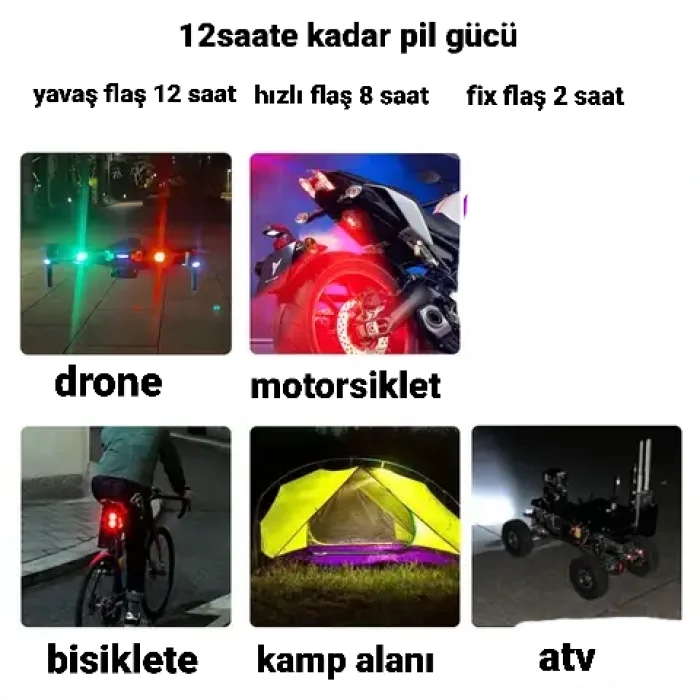 7 Renk Çakarlı Bisiklet Motorsiklet Drone Işığı