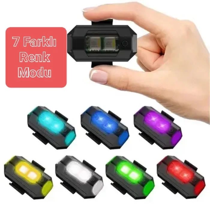 7 Renk Çakarlı Bisiklet Motorsiklet Drone Işığı