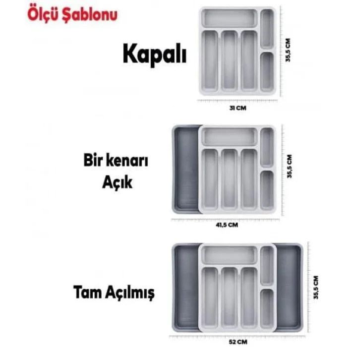 Ayarlanabilir Kayar Kızaklı Çekmece Kaşıklık