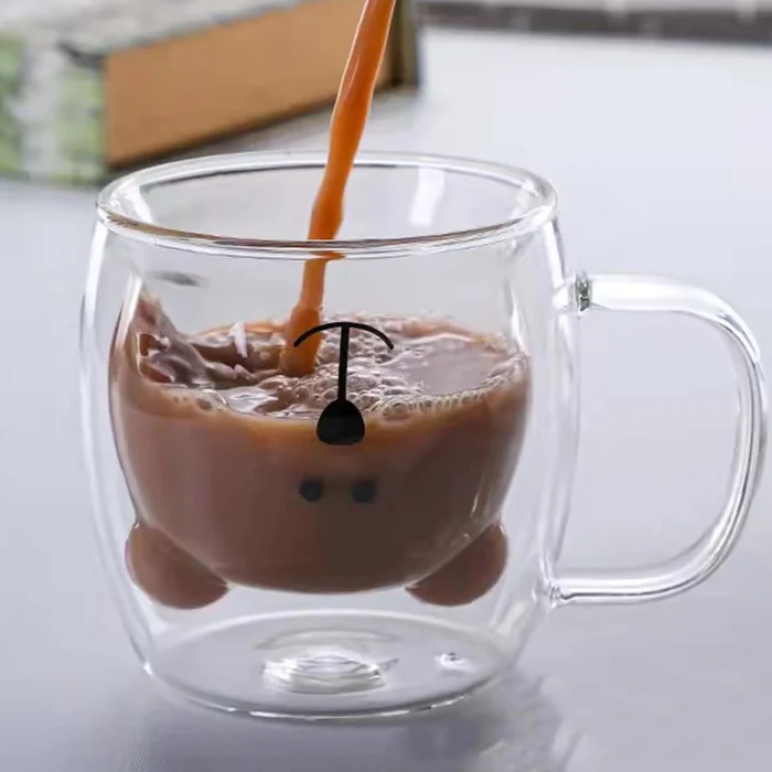 Panda Görünümlü El Yakmaz Çift Çıdarlı Bardak 250ml