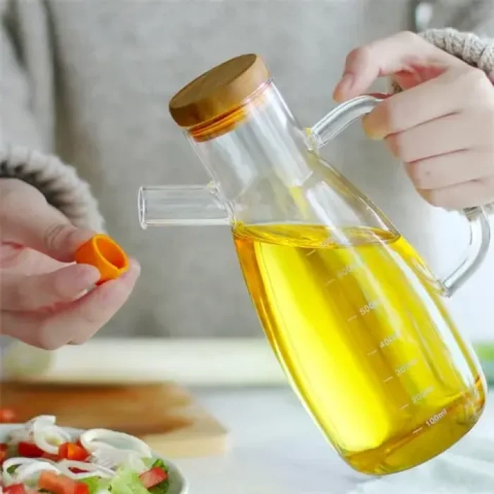 Bambu Kapaklı Yağdanlık Borosilikat Cam