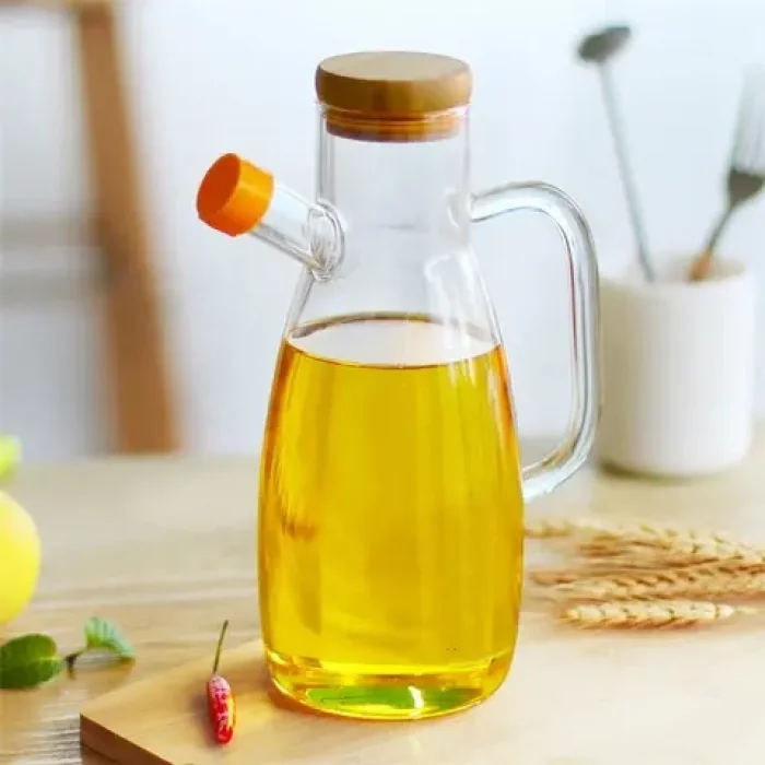 Bambu Kapaklı Yağdanlık Borosilikat Cam