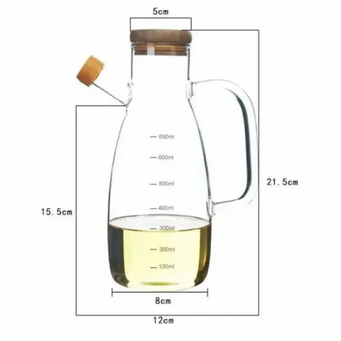 Bambu Kapaklı Yağdanlık Borosilikat Cam