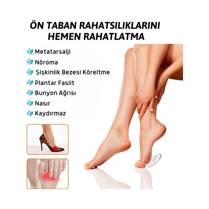 Bayan Ayakkabı Kaydırmaz Jel Ön Tabanlık, Silikon Yarım Ayakkabı Tabanlığı, 1 Çift