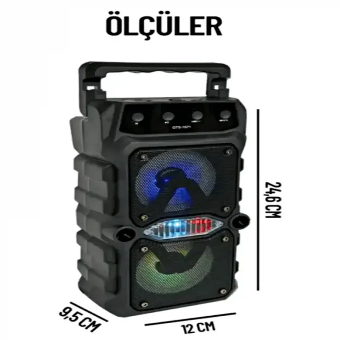 Bluetooth Hoparlör Mikrofonlu Parti Hoparlörü Ekstra Bass Işıklı Ses Bombası FM Radyo USB SD Girişli